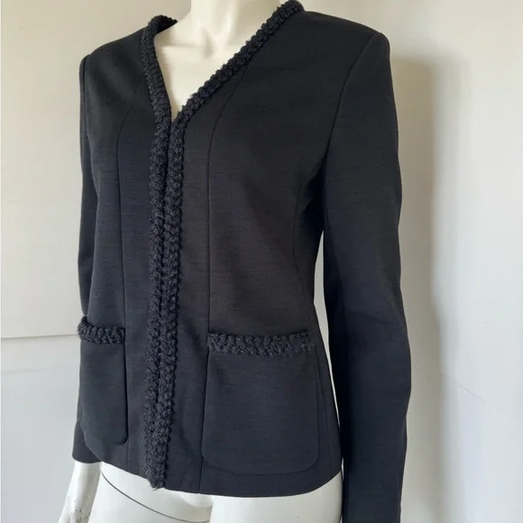 Chanel Uniform Black Blazer Tweed Jacket Sz 40 /M/6 - Picture 2 of 9